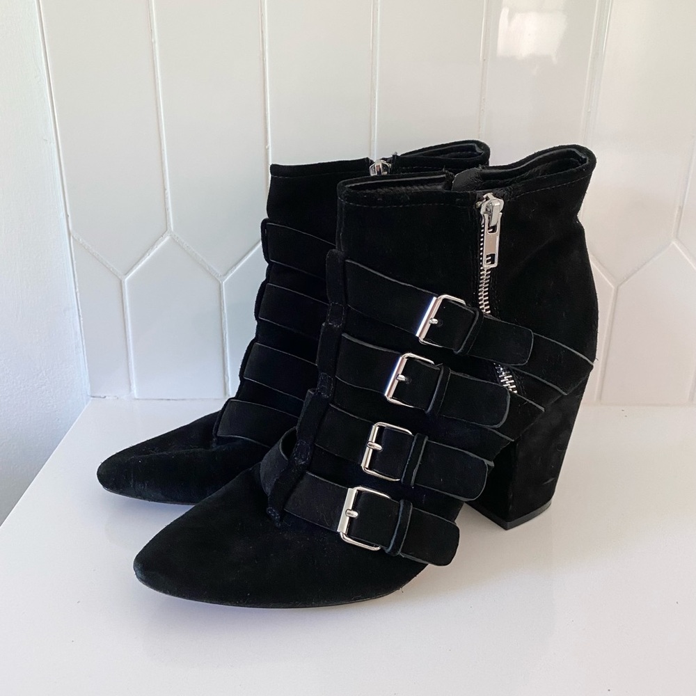 Rebecca Minkoff Buckle Suede Ankle Booties